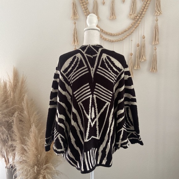 Nordstrom BP black white open sweater cardigan aztec sweater oversize kimono S - Picture 2 of 16